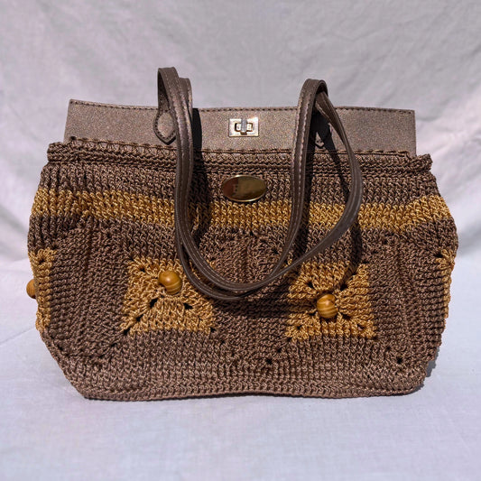 Crochet Purse Daniela, Gold & Bronze Brown