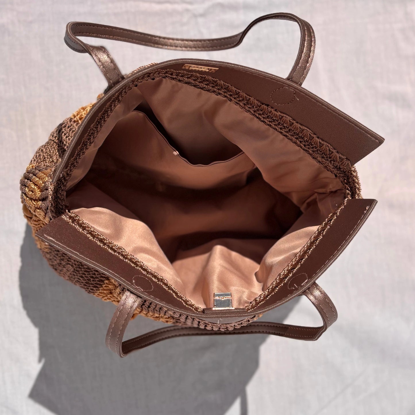 Crochet Purse Daniela, Gold & Bronze Brown
