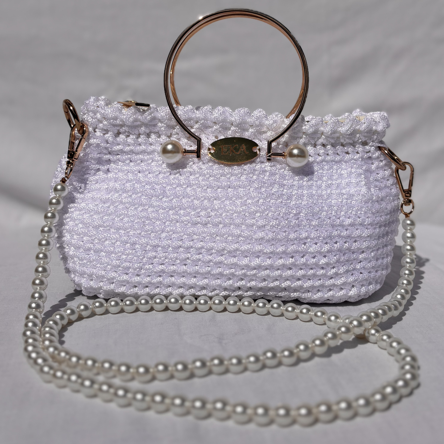 Bridal Purse Monika, White & Gold