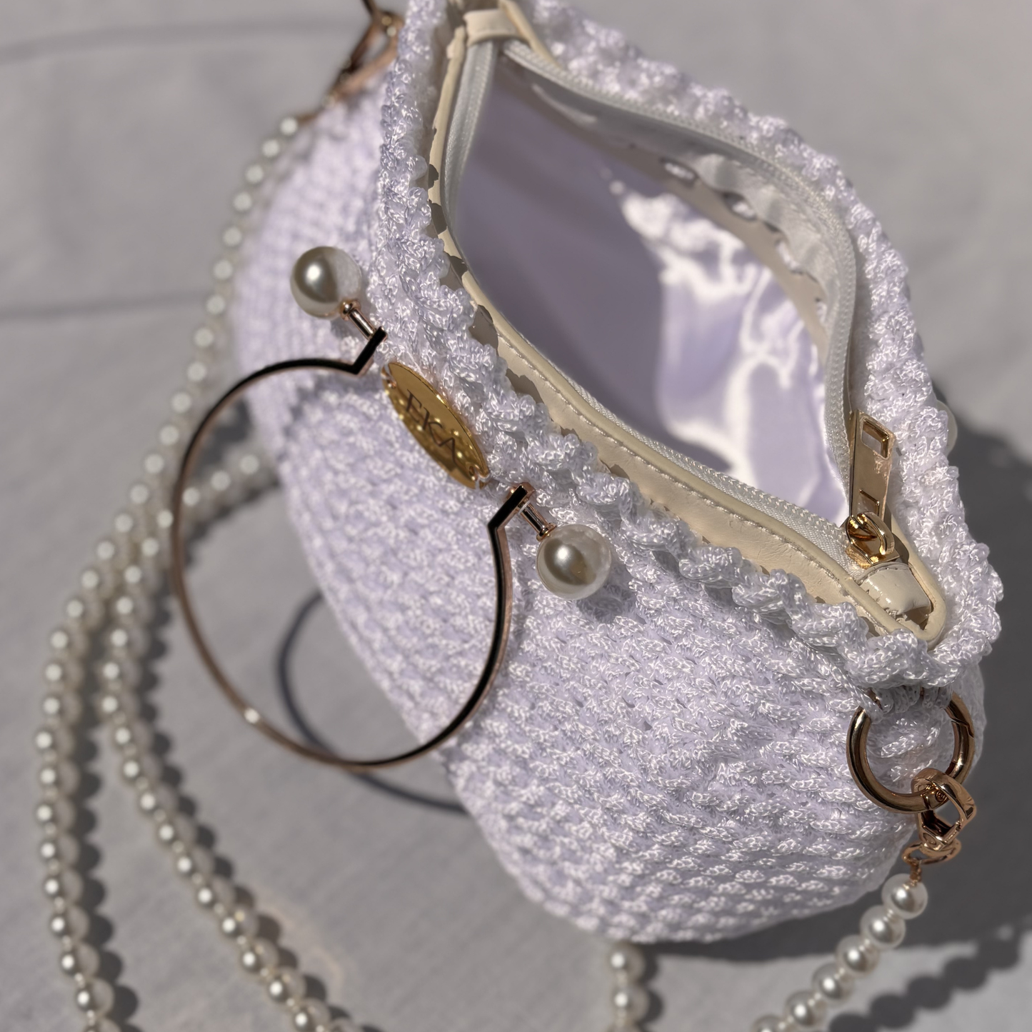 Bridal Purse Monika, White & Gold
